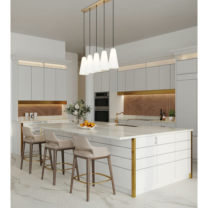 Z-Lite Farrell Linear Pendant Modern Gold 5 Light Round 3043P7-5L-MGLD | theLightShop