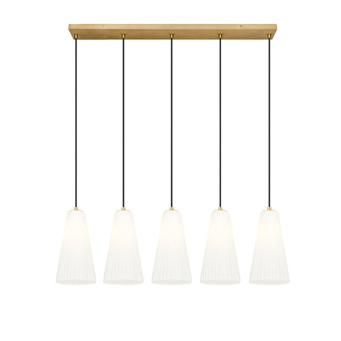 Z-Lite Farrell Linear Pendant Modern Gold 5 Light Round 3043P7-5L-MGLD | theLightShop
