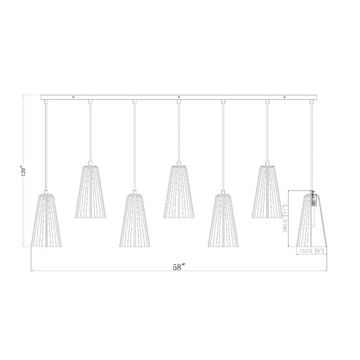 Z-Lite Farrell Linear Pendant Modern Gold 7 Light 3043P6-7L-MGLD | theLightShop