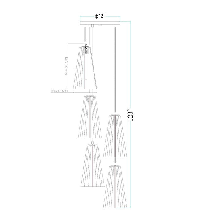 Z-Lite Farrell Pendant Brushed Nickel 5 Light Round 3043P7-5R-BN | theLightShop
