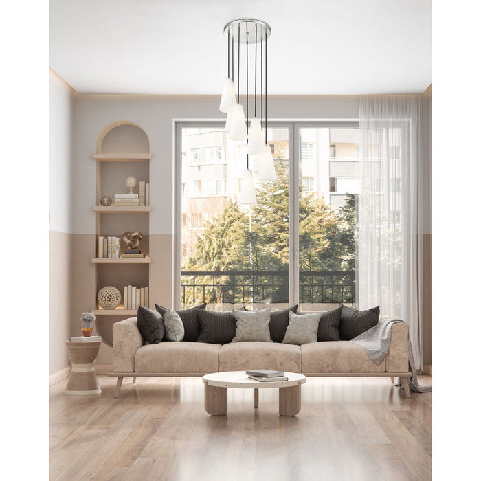 Z-Lite Farrell Pendant Brushed Nickel 7 Light Round 3043P7-7R-BN | theLightShop