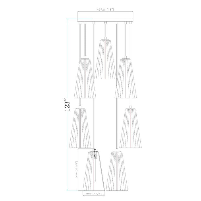 Z-Lite Farrell Pendant Brushed Nickel 7 Light Round 3043P7-7R-BN | theLightShop