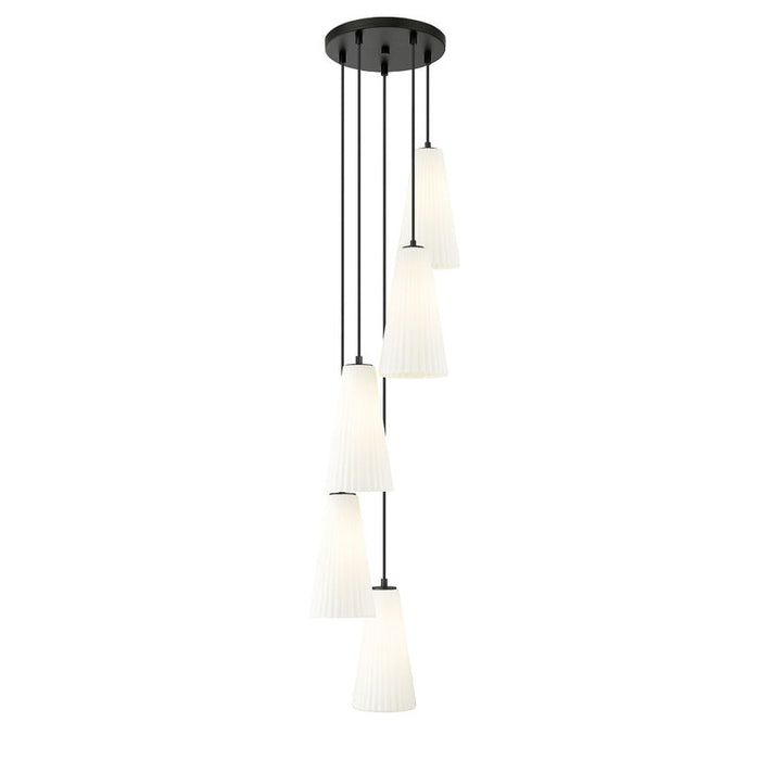 Z-Lite Farrell Pendant Matte Black 5 Light Round 3043P7-5R-MB | theLightShop
