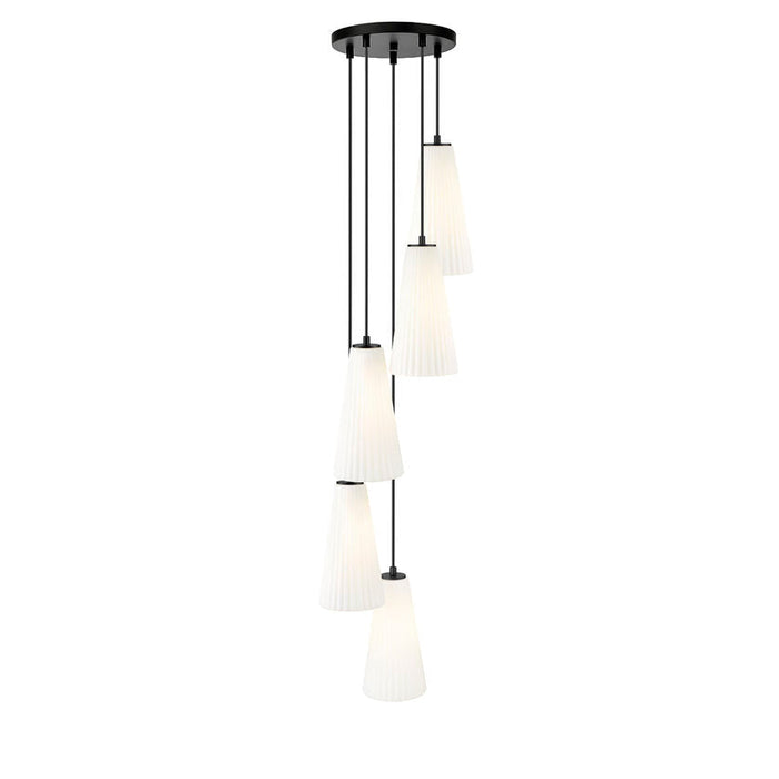 Z-Lite Farrell Pendant Matte Black 5 Light Round 3043P7-5R-MB | theLightShop