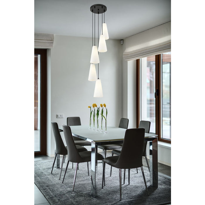 Z-Lite Farrell Pendant Matte Black 5 Light Round 3043P7-5R-MB | theLightShop
