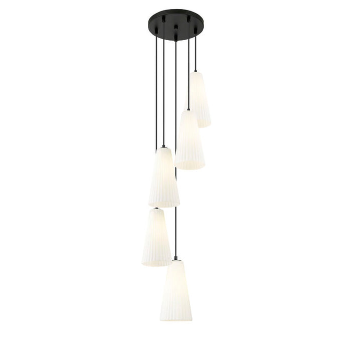 Z-Lite Farrell Pendant Matte Black 5 Light Round 3043P7-5R-MB | theLightShop