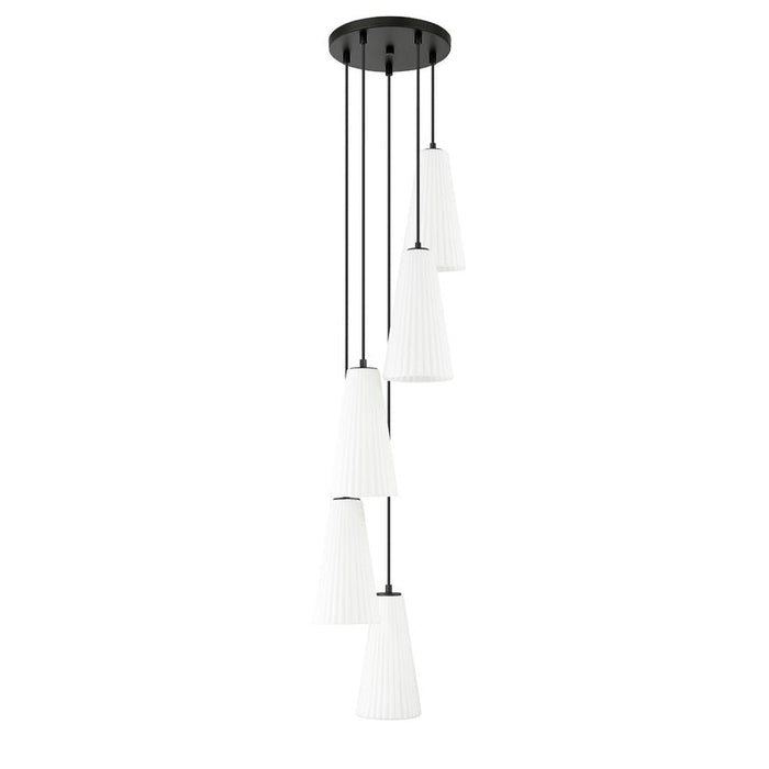 Z-Lite Farrell Pendant Matte Black 5 Light Round 3043P7-5R-MB | theLightShop