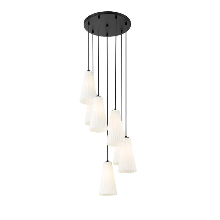 Z-Lite Farrell Pendant Matte Black 7 Light Round 3043P7-7R-MB | theLightShop
