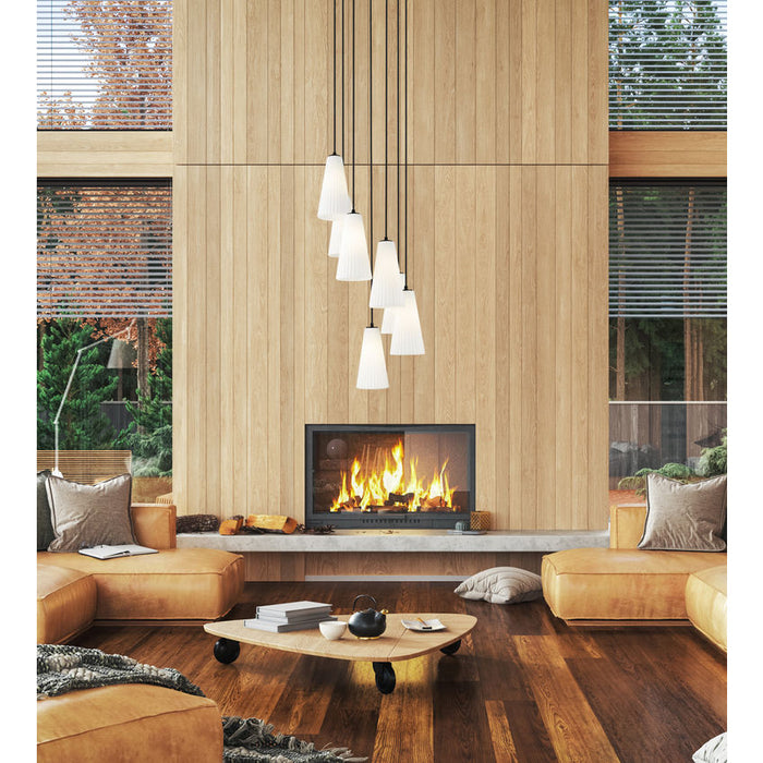 Z-Lite Farrell Pendant Matte Black 7 Light Round 3043P7-7R-MB | theLightShop