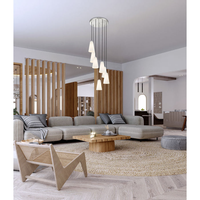 Z-Lite Farrell Pendant Round Brushed Nickel 7 Light 3043P6-7R-BN | theLightShop