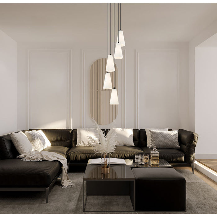 Z-Lite Farrell Pendant Round Matte Black 5 Light 3043P6-5R-MB | theLightShop