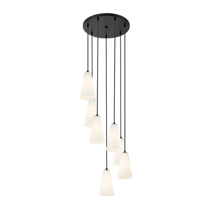 Z-Lite Farrell Pendant Round Matte Black 7 Light 3043P6-7R-MB | theLightShop