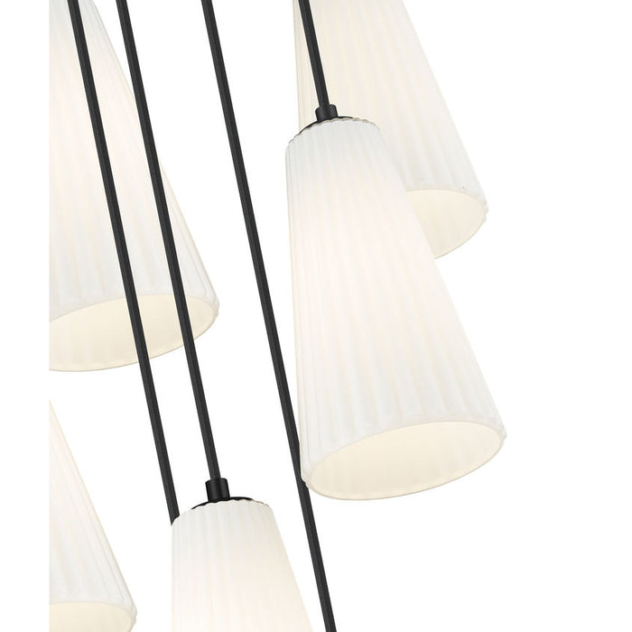 Z-Lite Farrell Pendant Round Matte Black 7 Light 3043P6-7R-MB | theLightShop