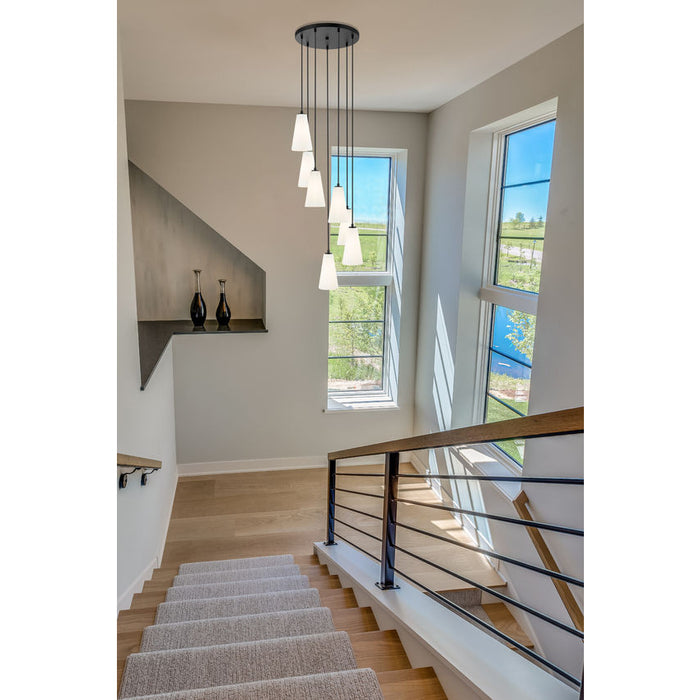 Z-Lite Farrell Pendant Round Matte Black 7 Light 3043P6-7R-MB | theLightShop