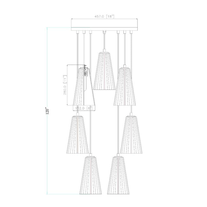 Z-Lite Farrell Pendant Round Matte Black 7 Light 3043P6-7R-MB | theLightShop
