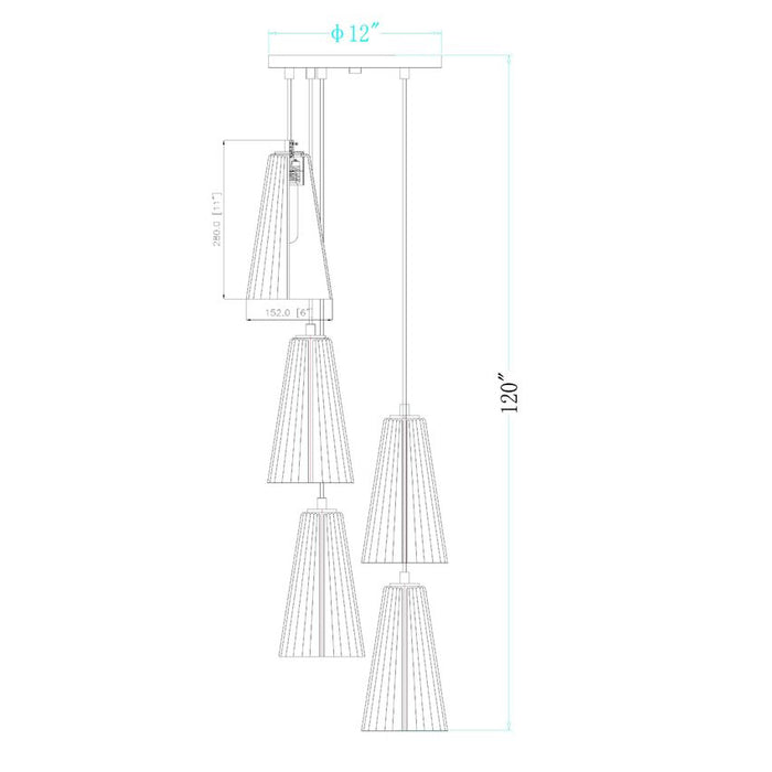 Z-Lite Farrell Pendant Round Modern Gold 5 Light 3043P6-5R-MGLD | theLightShop