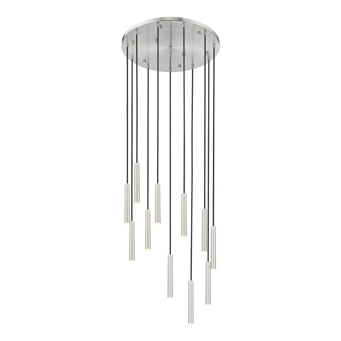 Z-Lite Forest 11 Light LED Round Pendant - Brushed Nickel - 12’’