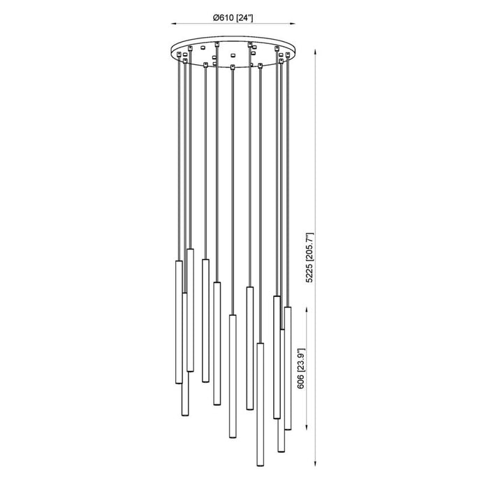 Z-Lite Forest 11 Light LED Round Pendant - Brushed Nickel - 24’’