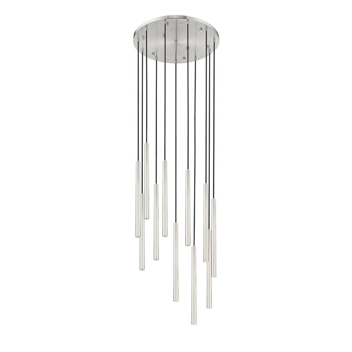 Z-Lite Forest 11 Light LED Round Pendant - Brushed Nickel - 24’’