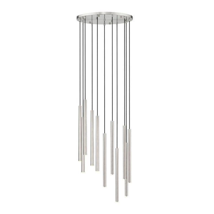 Z-Lite Forest 11 Light LED Round Pendant - Brushed Nickel - 24’’