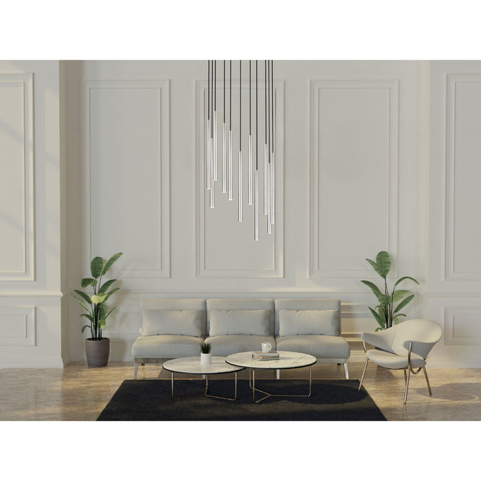 Z-Lite Forest 11 Light LED Round Pendant - Brushed Nickel - 24’’