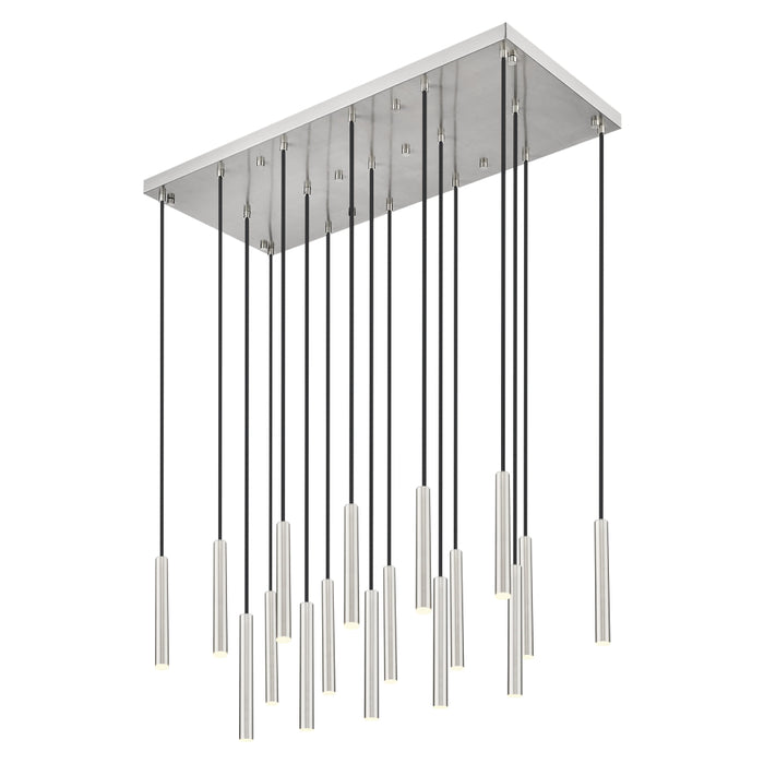 Z-Lite Forest 17 Light LED Rectangular Pendant - Brushed Nickel - 12’’