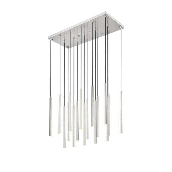 Z-Lite Forest 17 Light LED Rectangular Pendant - Brushed Nickel - 24’’