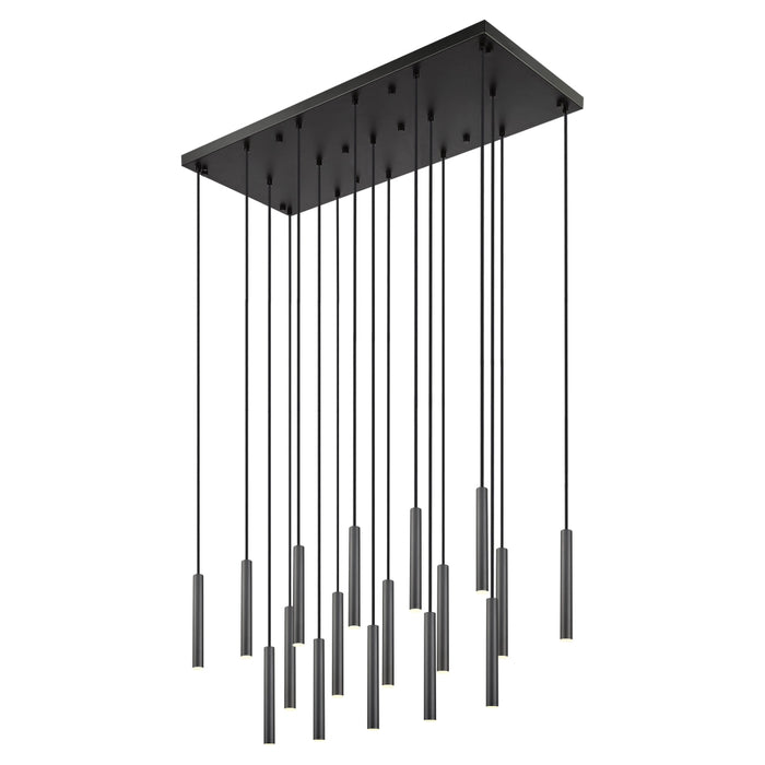 Z-Lite Forest 17 Light LED Rectangular Pendant - Matte Black - 12’’