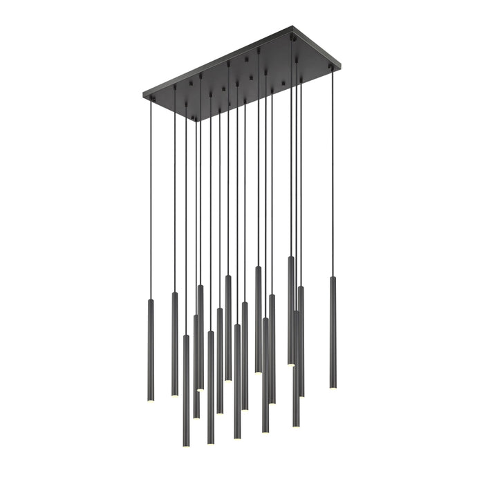 Z-Lite Forest 17 Light LED Rectangular Pendant - Matte Black - 24’’