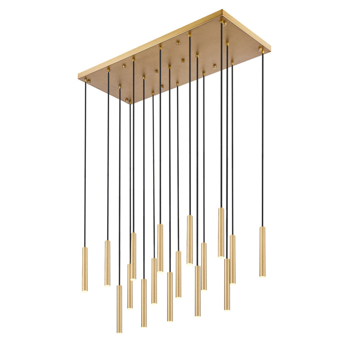 Z-Lite Forest 17 Light LED Rectangular Pendant - Modern Gold - 12’’
