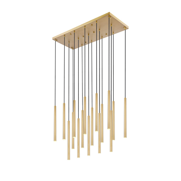 Z-Lite Forest 17 Light LED Rectangular Pendant - Modern Gold - 24’’