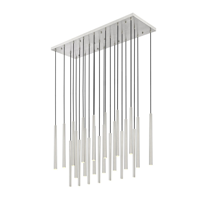Z-Lite Forest 23 Light LED Rectangular Pendant - Brushed Nickel - 24’’