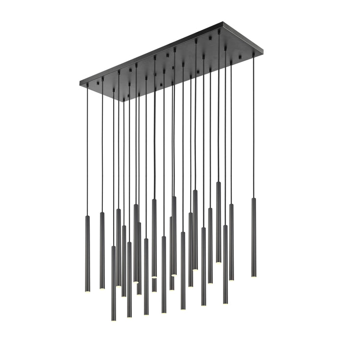 Z-Lite Forest 23 Light LED Rectangular Pendant - Matte Black - 24’’