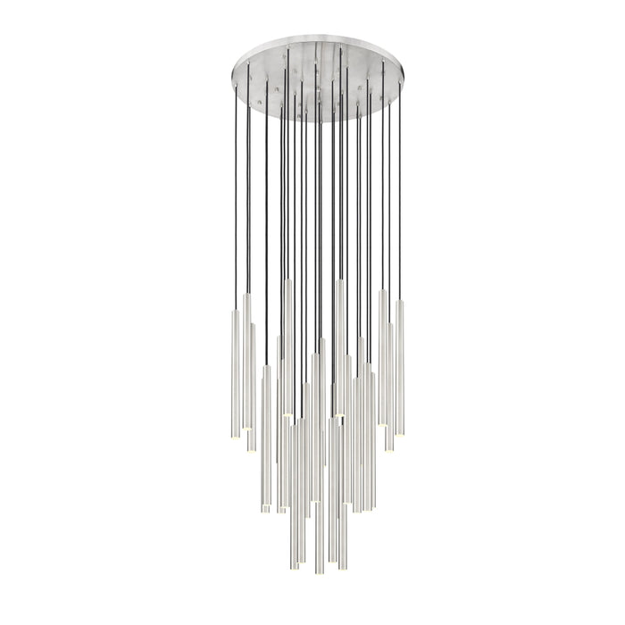 Z-Lite Forest 27 Light LED Round Pendant - Brushed Nickel - 24’’