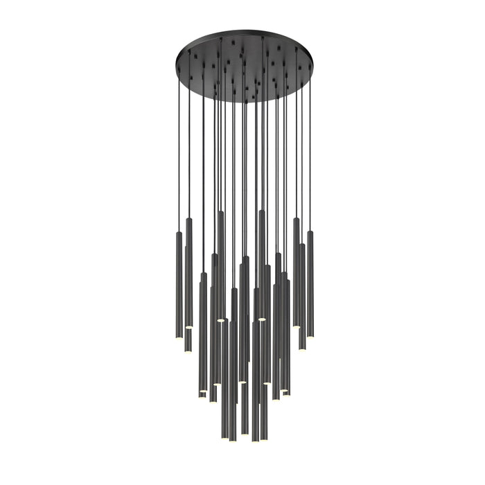 Z-Lite Forest 27 Light LED Round Pendant - Matte Black - 24’’