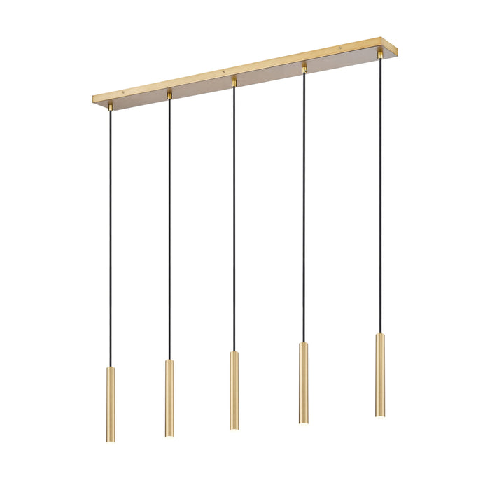 Z-Lite Forest 5 Light LED Linear Pendant - Modern Gold - 12’’