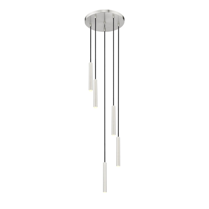 Z-Lite Forest 5 Light LED Round Pendant - Brushed Nickel - 12’’