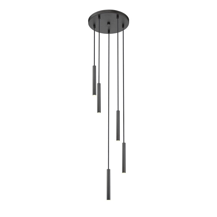 Z-Lite Forest 5 Light LED Round Pendant - Matte Black - 12’’