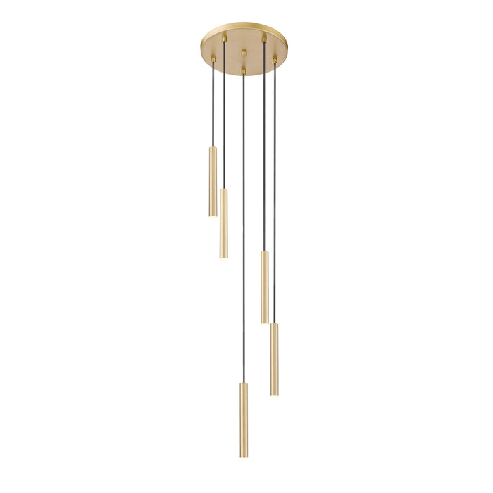 Z-Lite Forest 5 Light LED Round Pendant - Modern Gold - 12’’