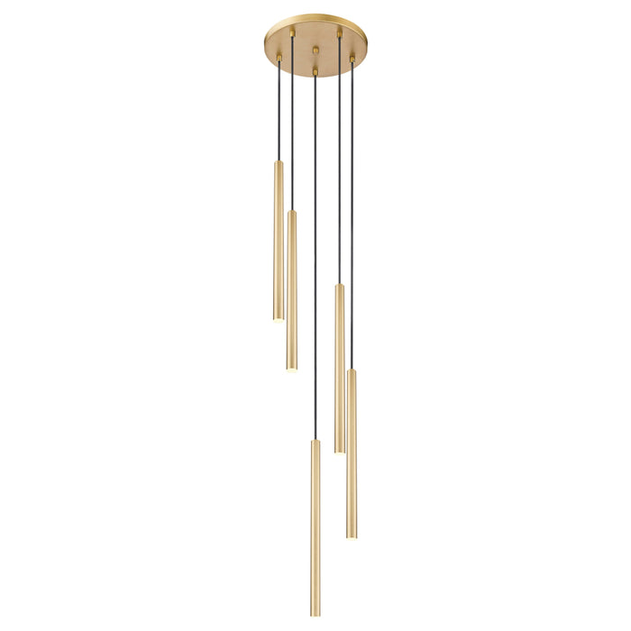 Z-Lite Forest 5 Light LED Round Pendant - Modern Gold - 24’’