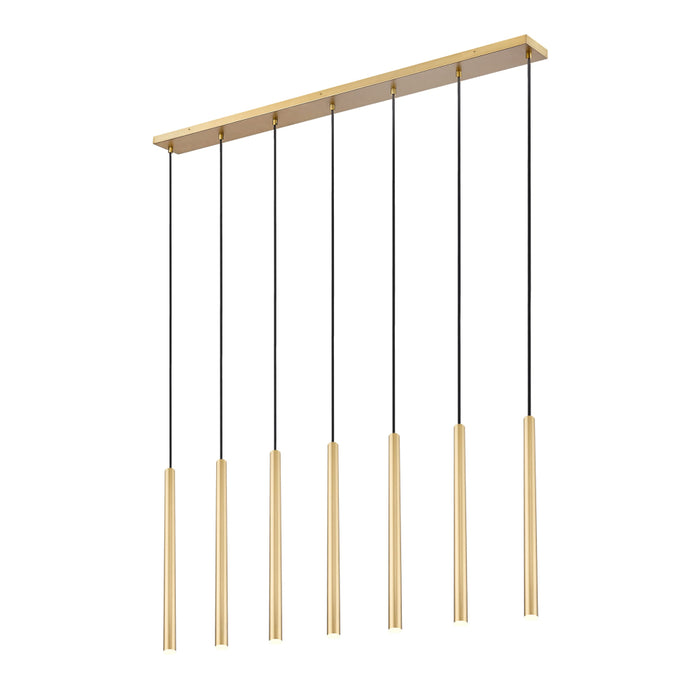 Z-Lite Forest 7 Light LED Linear Pendant - Modern Gold - 24’’