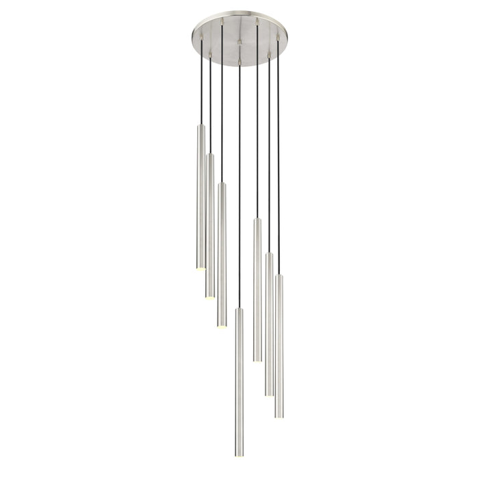 Z-Lite Forest 7 Light LED Round Pendant - Brushed Nickel - 24’’