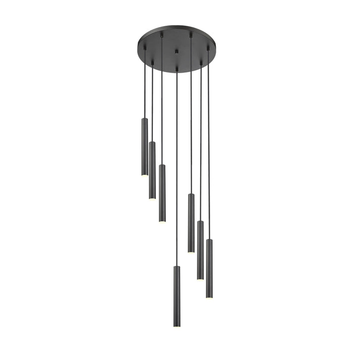 Z-Lite Forest 7 Light LED Round Pendant - Matte Black - 12’’