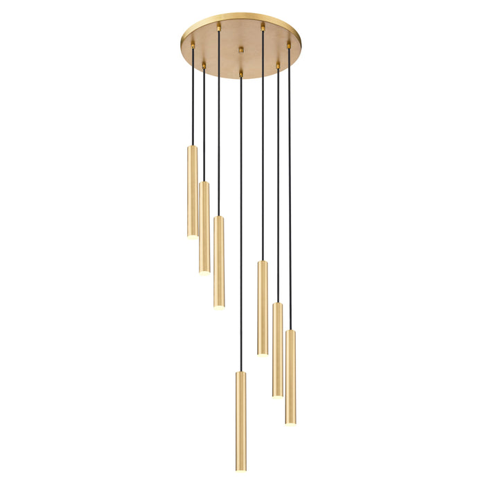 Z-Lite Forest 7 Light LED Round Pendant - Modern Gold - 12’’