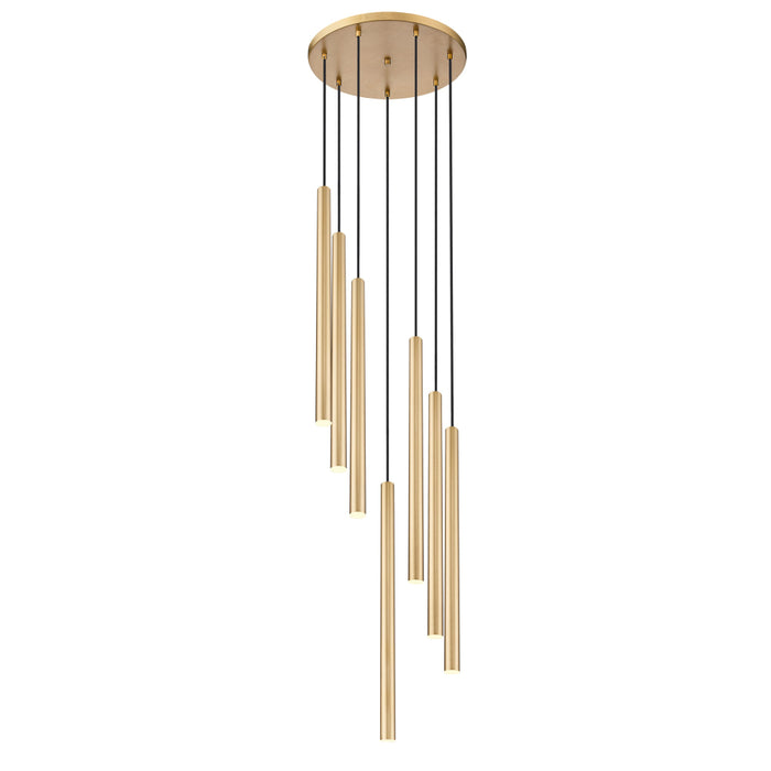 Z-Lite Forest 7 Light LED Round Pendant - Modern Gold - 24’’