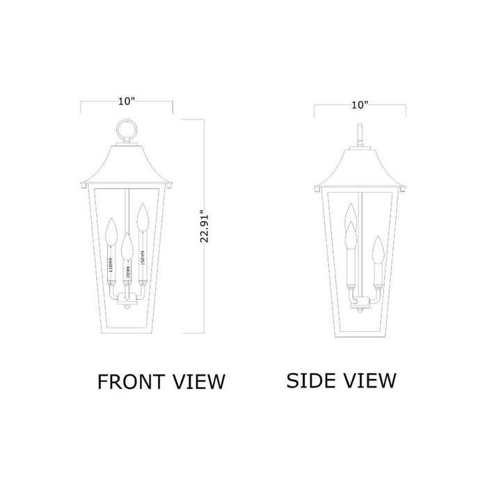 Z-Lite Gannon Outdoor Pendant Black 3 Light 5008CHB-BK | theLightShop
