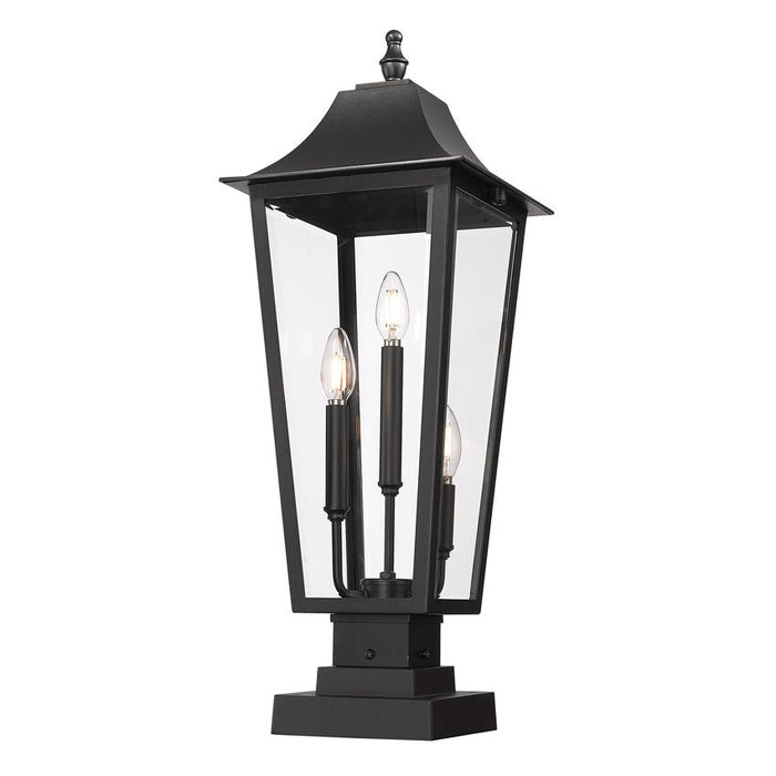 Z-Lite Gannon Outdoor Pier Mounted Fixture Black 3 Light 5008PHBS-SQPM-BK | theLightShop