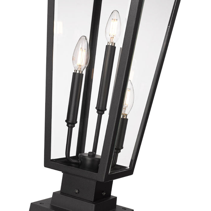 Z-Lite Gannon Outdoor Pier Mounted Fixture Black 3 Light 5008PHBS-SQPM-BK | theLightShop