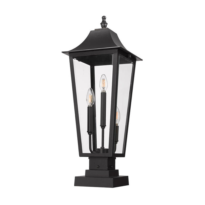 Z-Lite Gannon Outdoor Pier Mounted Fixture Black 3 Light 5008PHBS-SQPM-BK | theLightShop