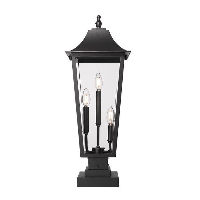 Z-Lite Gannon Outdoor Pier Mounted Fixture Black 3 Light 5008PHBS-SQPM-BK | theLightShop